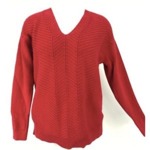 Chaps Womens Size Medium Red V Neck Sweater
